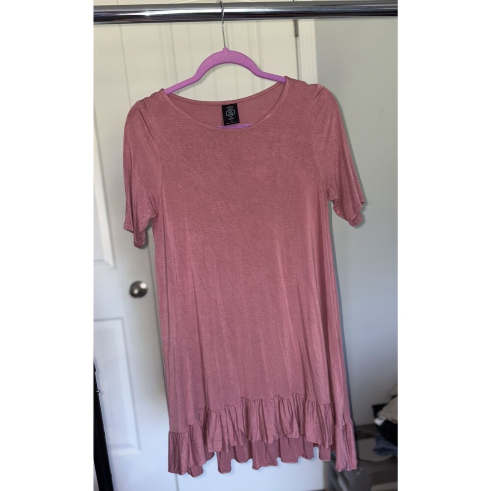 Agnes & Dora Women’s Medium Pink Ruffle Hem Dress Short Sleeve Tunic